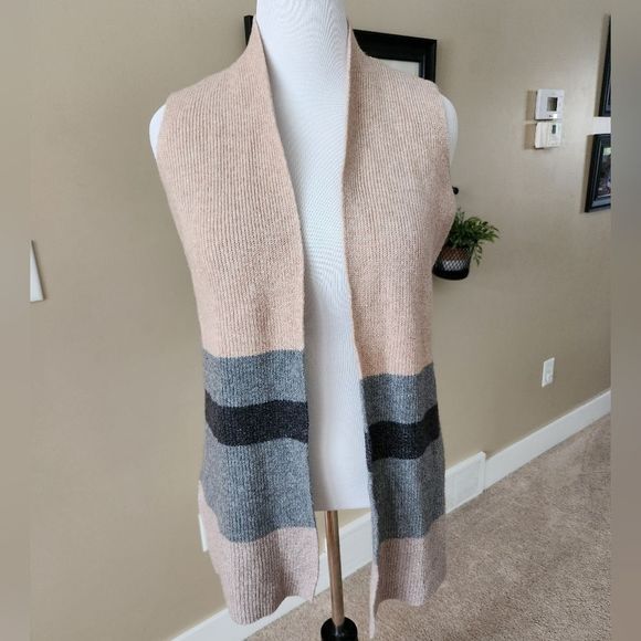 Loft outlet knit sweater vest cardigan pink grey black medium petite